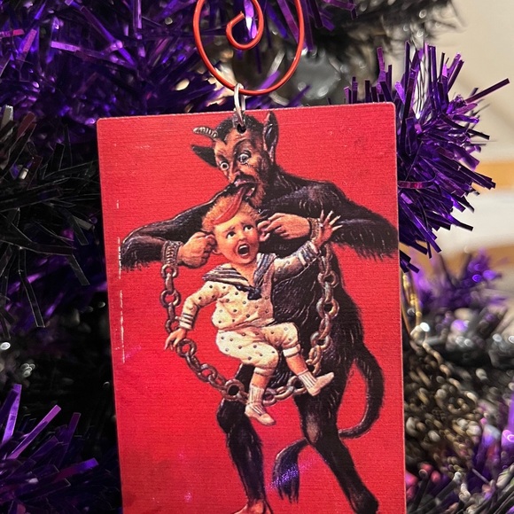 Krampus Ornament Set, Retro Krampus Postcard Greeting Holiday Ornament set - Picture 7 of 13